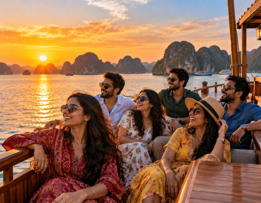 Sunset boat ride on a tour